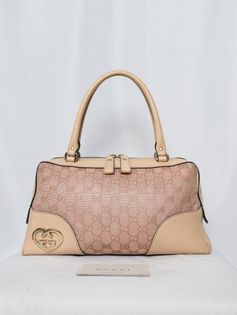 Gucci Lovely Heart pink glittery GG canvas boston bag